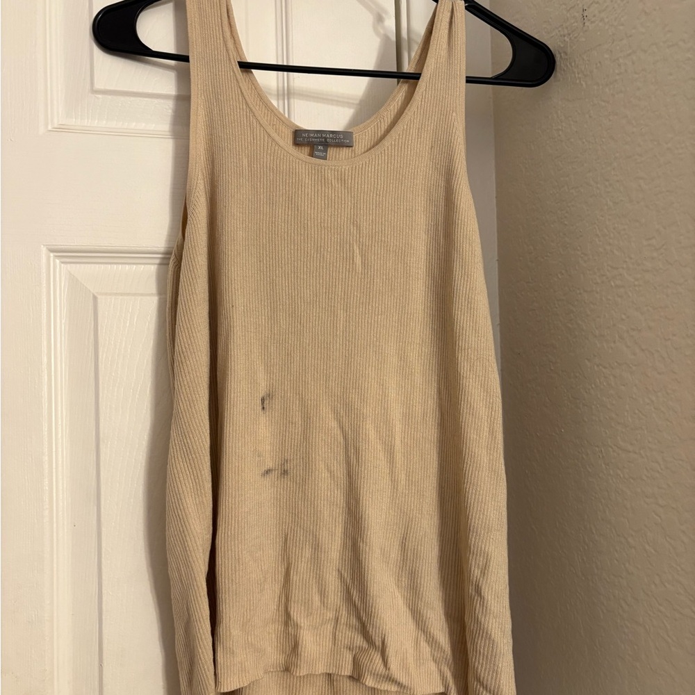 Neiman Marcus Cream Ribbed Tank Top